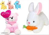 Multicolor plush unicorn and rabbit combo for kids decoration, soft-stuffed toys with balloon - ideal gift for ages 2-4
