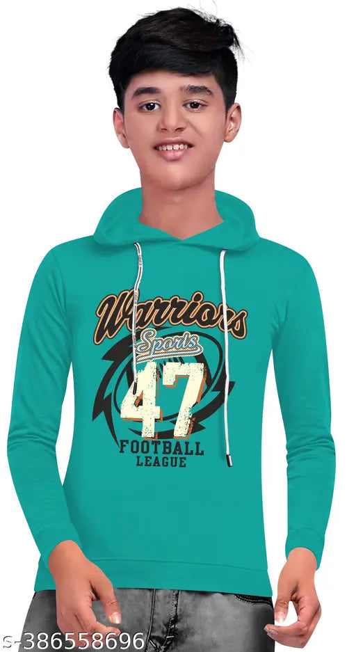 Green cotton blend kids sweat short with warrior print, ideal for casual play and travel events