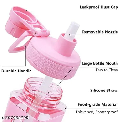 White Atarangi Kawaii bear water bottle, eco-friendly with straw and sticker (700ml), stylish for kids hydration