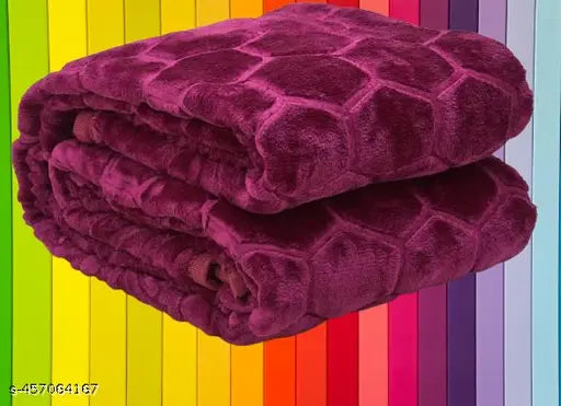 GKM Floral Double Mink Polyester Blanket - Heavy Winter, 90x86, rich microfiber mink texture