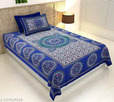 Indian Royal Fashion 144 TC cotton printed single bedsheet with 1 pillow cover, features ethnic motifs on pure cotton bed sheet and pillow, ideal for summer use by adults