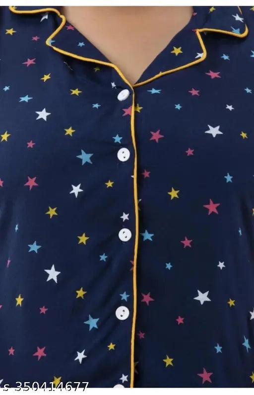 Rayon printed nightwear suit for women, beautiful Preety look, home wear, short sleeves, rayon fabric