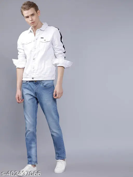 Dark blue cotton slim jeans by The Indian Garage Co for men, ideal for contemporary style