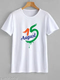 15 August polycotton short sleeve t-shirt with printed design, patriotic theme from India