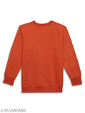 Rust printed round neck cotton fleece sweatshirt for girls, long sleeves with vibrant design, popular kids' clothing from India