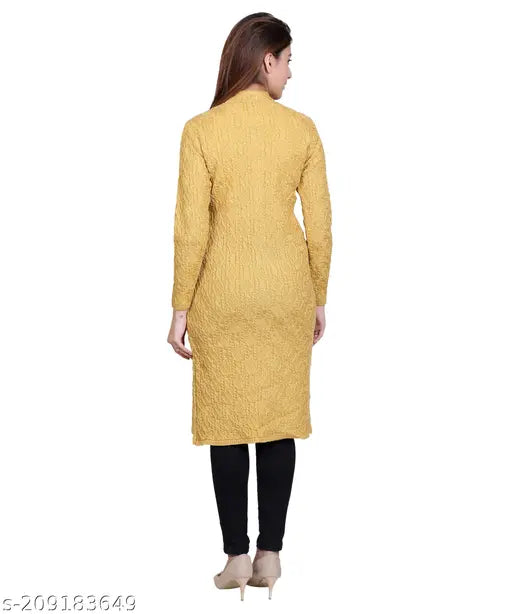 Women's long printed acrylic wool cardigan with side pockets (M-XXL), warm winter wear from Dart Line