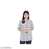 Orange and black cotton blend men's half sleeve short kurta shirt with polo collar, printed net pattern for casual wear