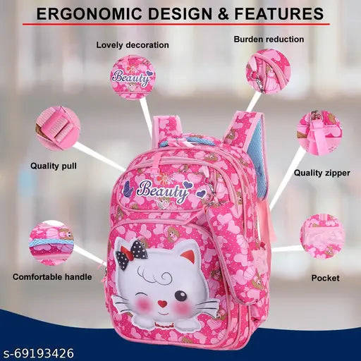 Dark Pink Tinytot water resistant school backpack (26L), perfect for girls & women age 7-15, multiple compartments and pockets