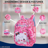 Dark Pink Tinytot water resistant school backpack (26L), perfect for girls & women age 7-15, multiple compartments and pockets