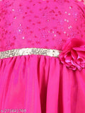 Fuchsia pink embroidered silk dress for girls party wear (1-2yrs, 23in bust; 2-3yrs, 24in bust; 3-4yrs, 24in bust), India