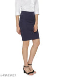 NavyBlue Salmon Polyester Lycra high-waisted versatile pencil skirt, pack of 2 - Stretchy and comfortable for everyday wear, perfect for various occasions like school, office, dates, or parties
