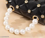 Synthetic quilted net sling bag, pearl accents, free size for travel/party/casual use, The Jewel Hub women's handbag