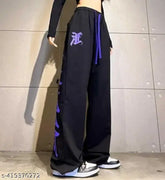 Printed cotton blend jogger for women, stylish athletic wear in black and bold patterns. High-quality, breathable fabric, versatile style for active comfort. Limited-time sale price. Made in India