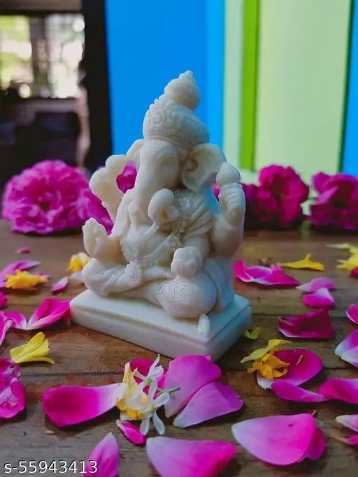 Resin Ganesh statue, 2"L x 3.5"H x 2"W, Indian Ganpati idol for car dashboard or home worship