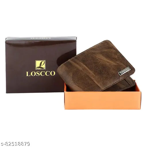 Trendy PU Leather wallet, two zip lock compartments, 5 card slots, black with stitching detail, modern men's accessory