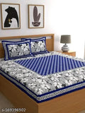 Multicolor Jaipuri printed cotton double bed sheet (100x90), 100% cotton with two pillow covers
