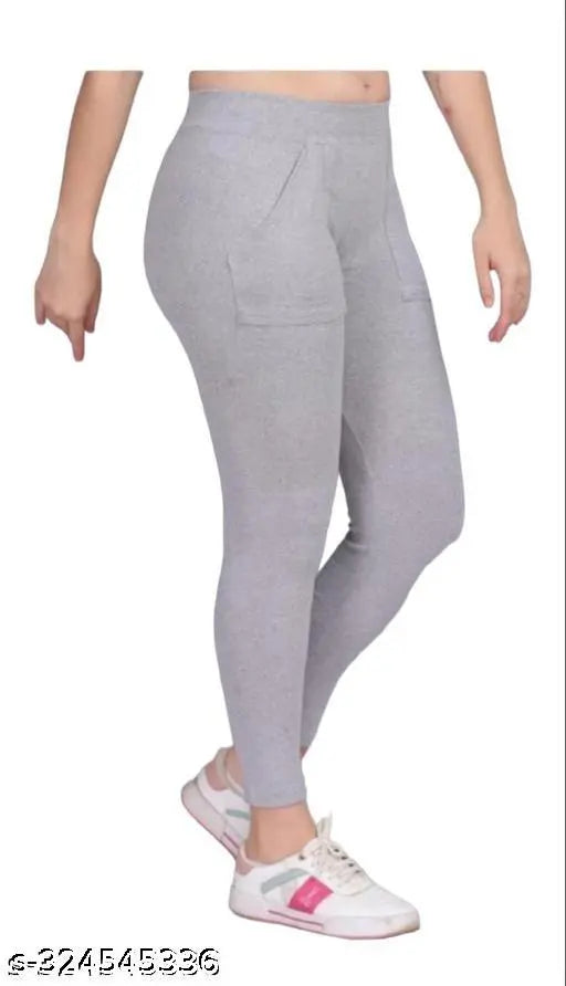 Solid Lycra pocket jegging for women, size 28/26-XXL, ideal for yoga and gym wear