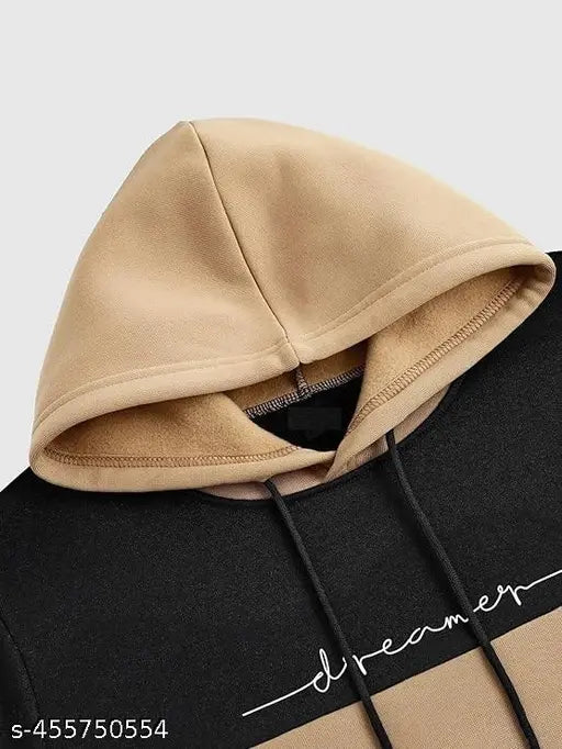 Wool colorblocked fullsleeve hoodie for boys and girls, warm and stylish pull-on sweatshirt for kids aged 7-16 years (India origin)