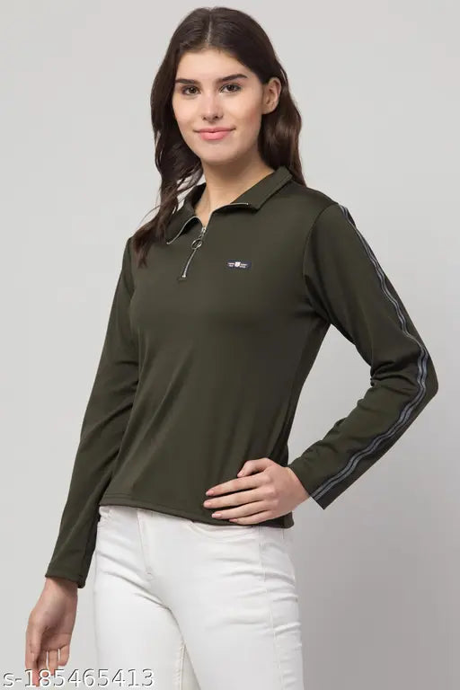 Lycra long-sleeve printed net t-shirt for women and girls, casual trendy style