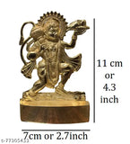 Brass Gold Hanuman ji idol, 11 cm tall for VastuPuja and decorative showpiece