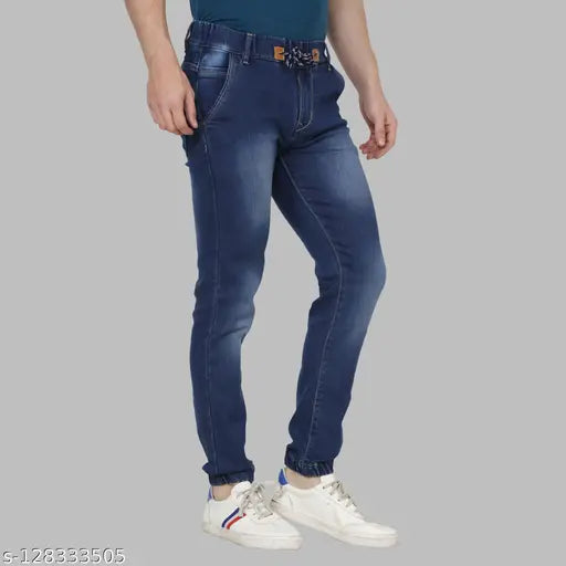 Branded cotton blend jogger fit jeans, stylish and comfortable in solid pattern, perfect for everyday wear in sizes 28, 30, 34, 36 (WAIST-40IN/HIP-44IN), made in India