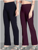 Navy blue flared women's trousers