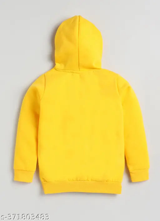 Yellow printed fleece hoodie for girls, cotton material, long sleeves, Lazy Shark design, 2-8 years