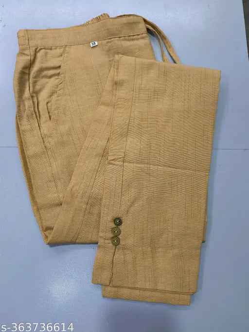 Cross pocket cotton trousers for women, trendy self-design, Indian origin (size 38, 40, 42, 44)