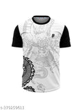 Black poly blend sports jersey with printed net shorts for active outdoor and indoor activities, such as football, hockey, tennis, badminton, volleyball, running, or gym wear. Made in India
