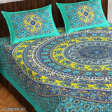 Elephant Print 100% cotton double bed sheet with 2 pillow covers, vibrant floral design ideal for summer, E-WISH BOX collection from India