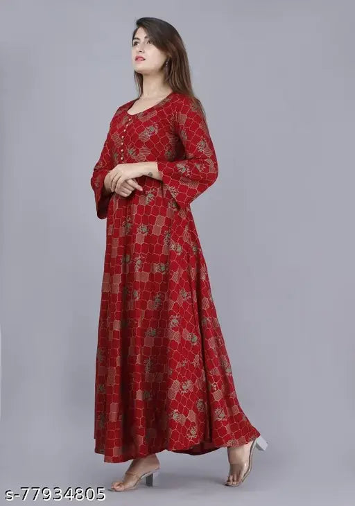 Rayon three-quarter sleeve printed combo kurtis, Indian women's fashion