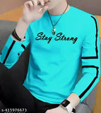 Green cotton blend round neck, full sleeve printed t-shirt for men - Indian-made fashion
