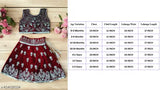 Velvet embellished kids lehenga choli set without dupatta, party occasion wear for girls aged 0-3 years