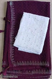 Georgette saree with all-over heavy beads work and white running blouse, Indian designer party wear embellished sequin net
