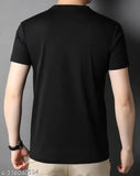 Modern cotton blend men's statement Tee, short sleeves with printed design, size S (37in x 26.5in), made in India