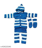 New born striped wool sweater pyjama set, handmade for 0-3 months kids, Indian origin