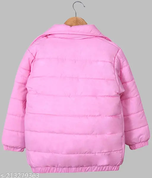 Polyester self-design, girls' full sleeve winter jacket (11-12 years), India