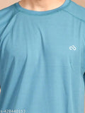 SkyKnit men's lycra sports t-shirt with printed net design - short sleeve gymwear, size M, India