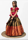 Taffeta silk Tranding Pattu choli for girls, vibrant self-design with zari stitch, ideal for South Indian culture events