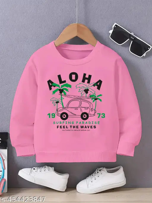 Kids pure fleece warm full-sleeve winter wear sweatshirt in printed design, ideal for cold weather comfort and style