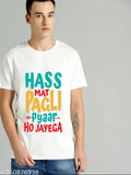 Cotton blend round neck Corvell printed men's T-shirt, suitable for casual wear and daily use with Hass Mat Pagli Pyar Ho Jayega design, India origin