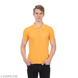 Cotton blend polo collar t-shirt, solid color, comfortable wear, short sleeves, men's size M, India origin
