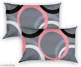 Grey Geometric Patterned Cotton Bedsheets Set - 78x72" + 10", 2 King-size pillow covers, India-made