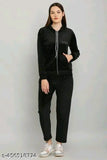 Black velvet track suit for women, long sleeves and high-quality fabric