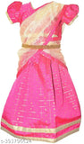 Cotton-blend kids' lehenga choli set with net dupatta, jacquard patterns, short sleeves, Indian origin