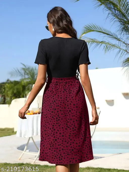 Rayon polka dot skirt with belt, women's print design in various sizes from 28-36 inches, Indian origin