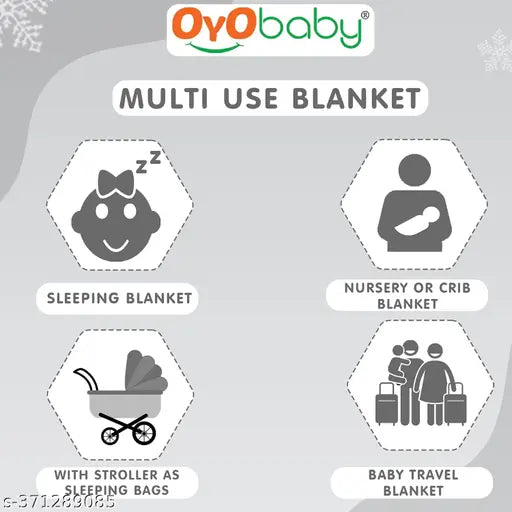 Fleece OYO BABY Premium hooded star printed baby blanket for 0-6 months, soft and lightweight comforter for all seasons use