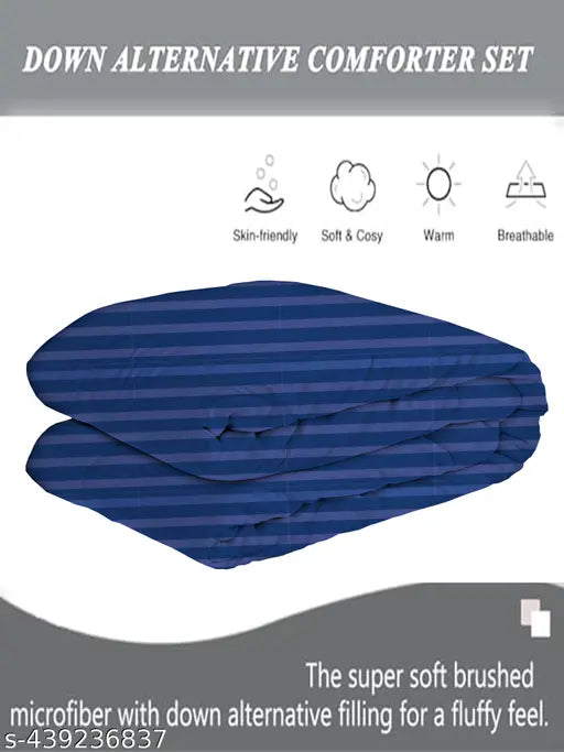 Reversible striped microfiber comforter, 220 GSM cotton, king size for winter, 90x90 cm
