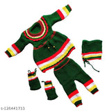 Woolen knitted self-designed winter wear frock sweater with cap and bootie for baby girls, soft wool for delicate skin, perfect for harsh winters (0-6 months, 6-12 months), India origin