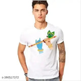 Printed polyester short-sleeve T-shirt, vibrant design on soft fabric, sizes S-XL, made in India